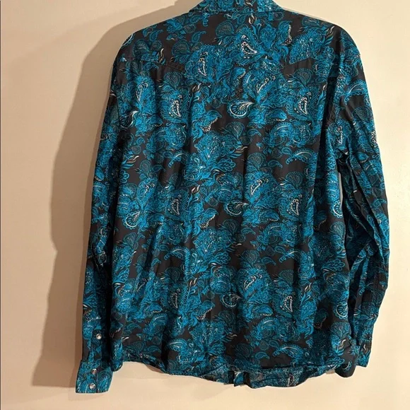 Men's Blue Paisley Western Button Up Shirt Cody James Authentic Western Wear - Picture 10 of 17